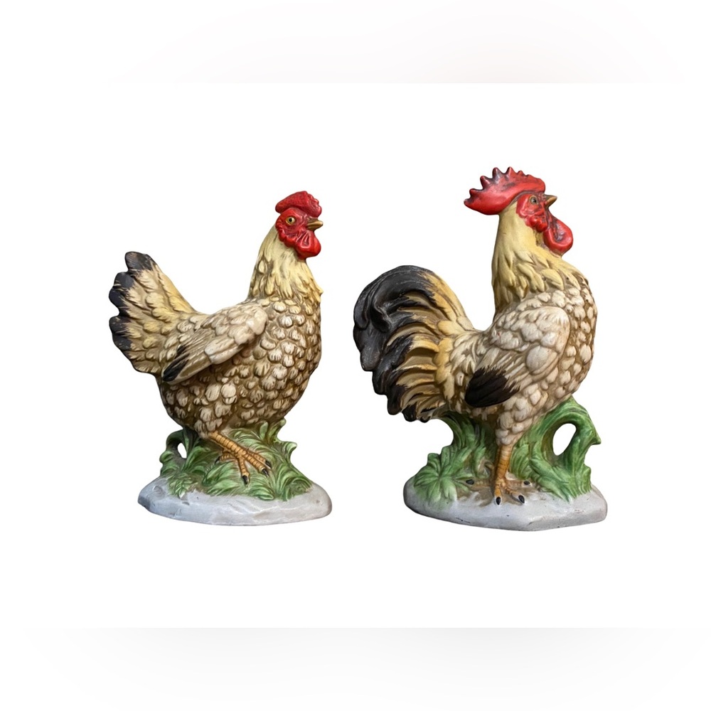 Vintage Homco Hen and Rooster Set 2 Figurines #1446  Country Decor